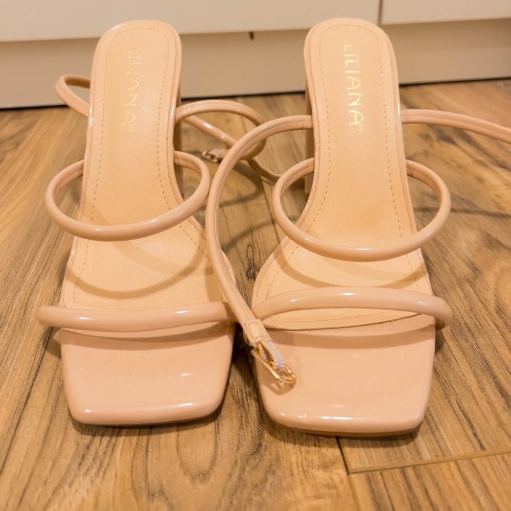 Strappy nude heels